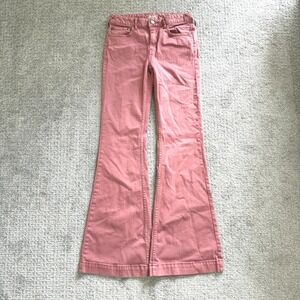 Free People Flare Jeans Bell Bottoms Rose Pink 28 Retro 70s Colorful Hippie Chic